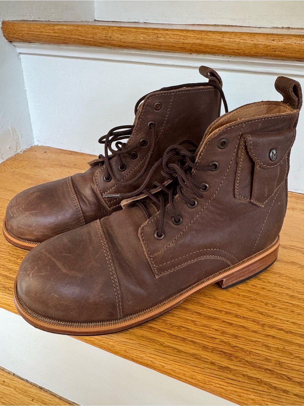 Mikoleons youth Brown Leather Lace-Up Ankle Boots 35